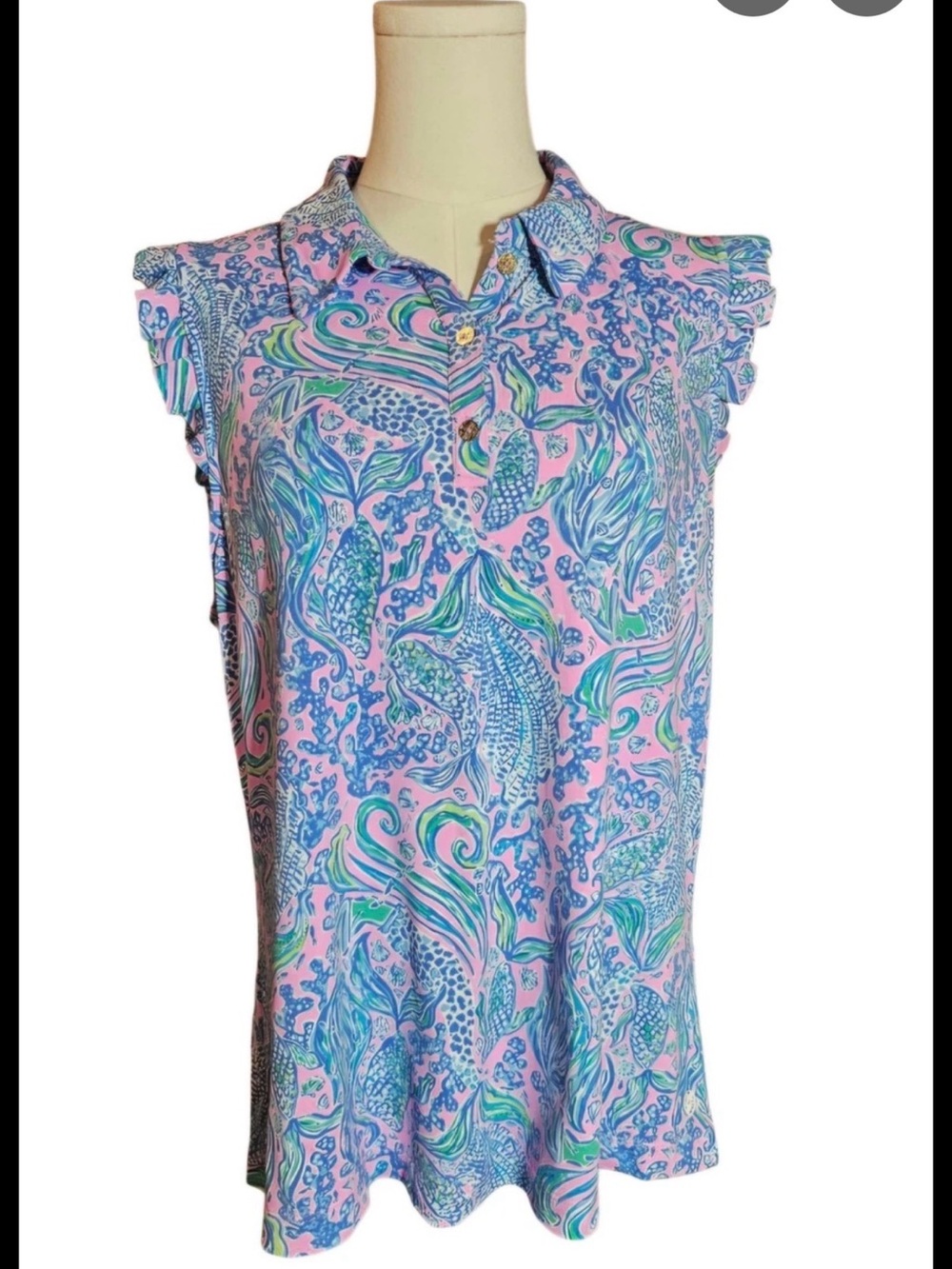 Lilly Pulitzer upf 50+ Luxletic  Frida sleeveless ruffle top